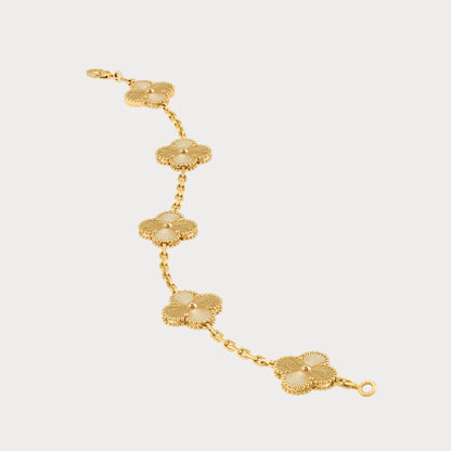 Alhambra Style Fluted Clover Chain Bracelet