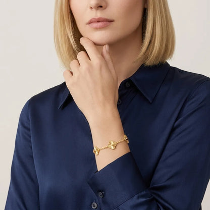 Alhambra Style Fluted Clover Chain Bracelet