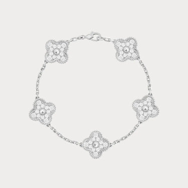 Alhambra Style Pavé Clover Chain Bracelet