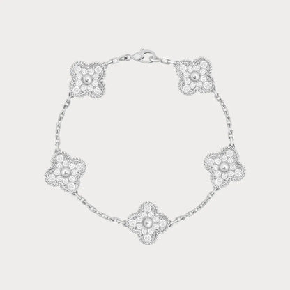 Alhambra Style Pavé Clover Chain Bracelet
