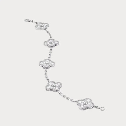 Alhambra Style Pavé Clover Chain Bracelet