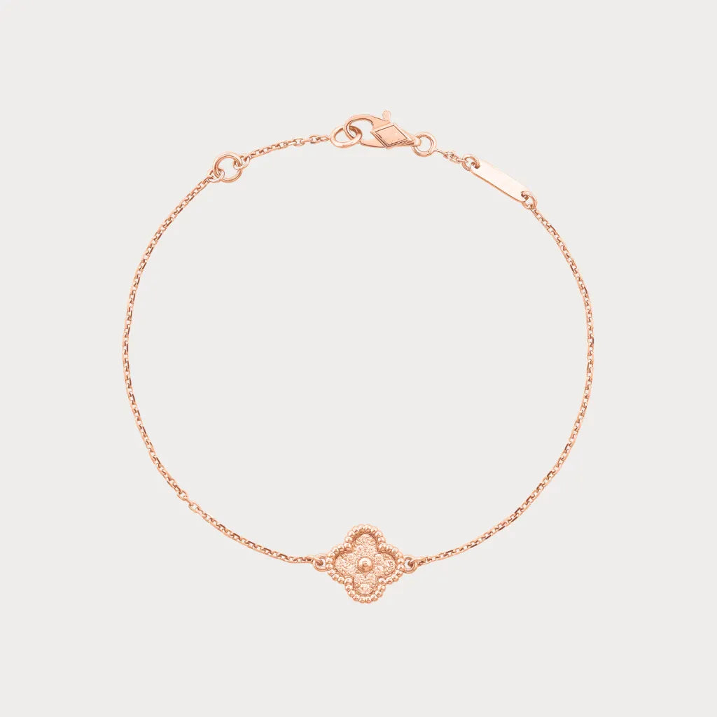 Alhambra Style Single Clover Pave Bracelet