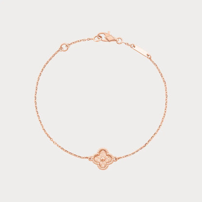 Alhambra Style Single Clover Pave Bracelet
