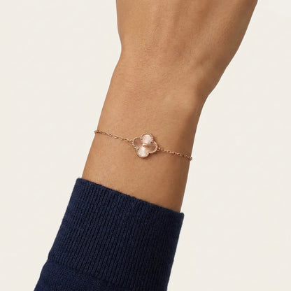 Alhambra Style Single Clover Pave Bracelet