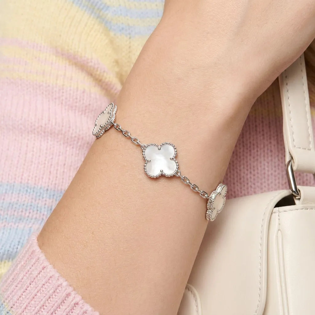 Alhambra Style Smooth Clover Chain Bracelet