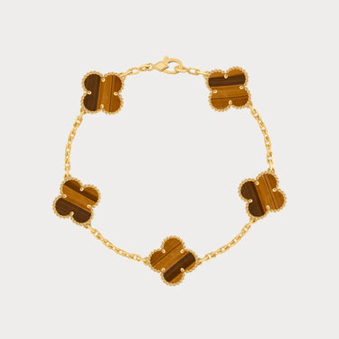 Alhambra Style Striped Clover Chain Bracelet