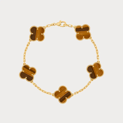Alhambra Style Striped Clover Chain Bracelet