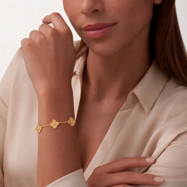 Alhambra Textured Clover Link Bracelet