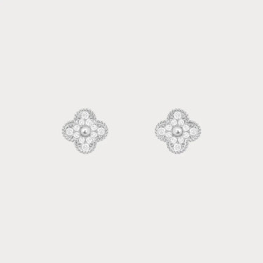 Alhambra White Gold Clover Stud Earrings