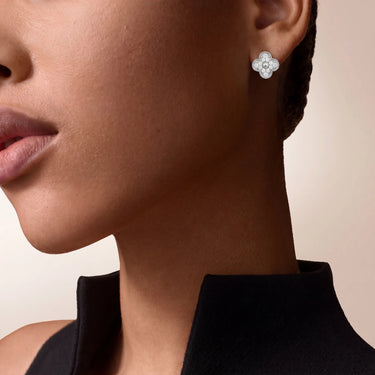 Alhambra White Gold Clover Stud Earrings