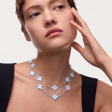 Alhambra White Gold Long Station Necklace
