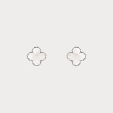 Alhambra White Inlay Clover Stud Earrings
