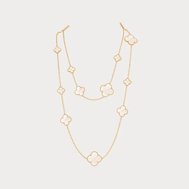 Alhambra White Inlay Long Clover Necklace