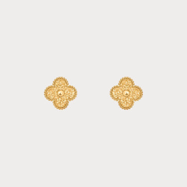 Alhambra Yellow Clover Relief Stud Earrings