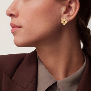 Alhambra Yellow Clover Relief Stud Earrings