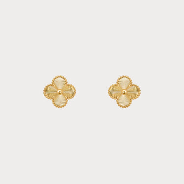 Alhambra Yellow Gold Textured Clover Stud Earrings