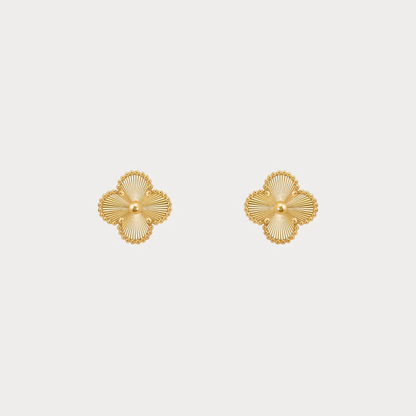 Alhambra Yellow Gold Textured Clover Stud Earrings