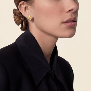 Alhambra Yellow Gold Textured Clover Stud Earrings