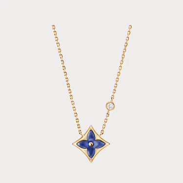 Color Blossom Blue Inlay Star Necklace