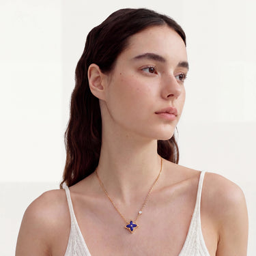 Color Blossom Blue Inlay Star Necklace