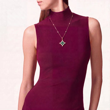 Color Blossom Green Inlay Star Necklace