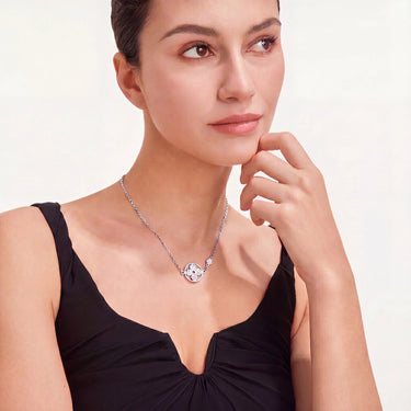 Color Blossom Pave Flower Pendant Necklace