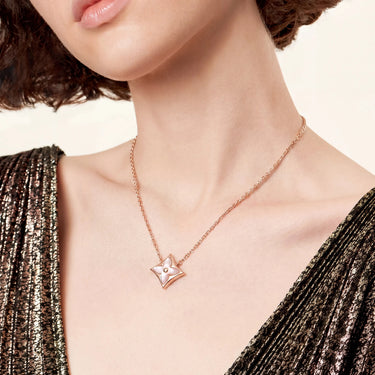 Color Blossom Rose Inlay Star Necklace