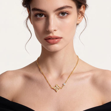 Color Blossom Yellow Pave Star Necklace
