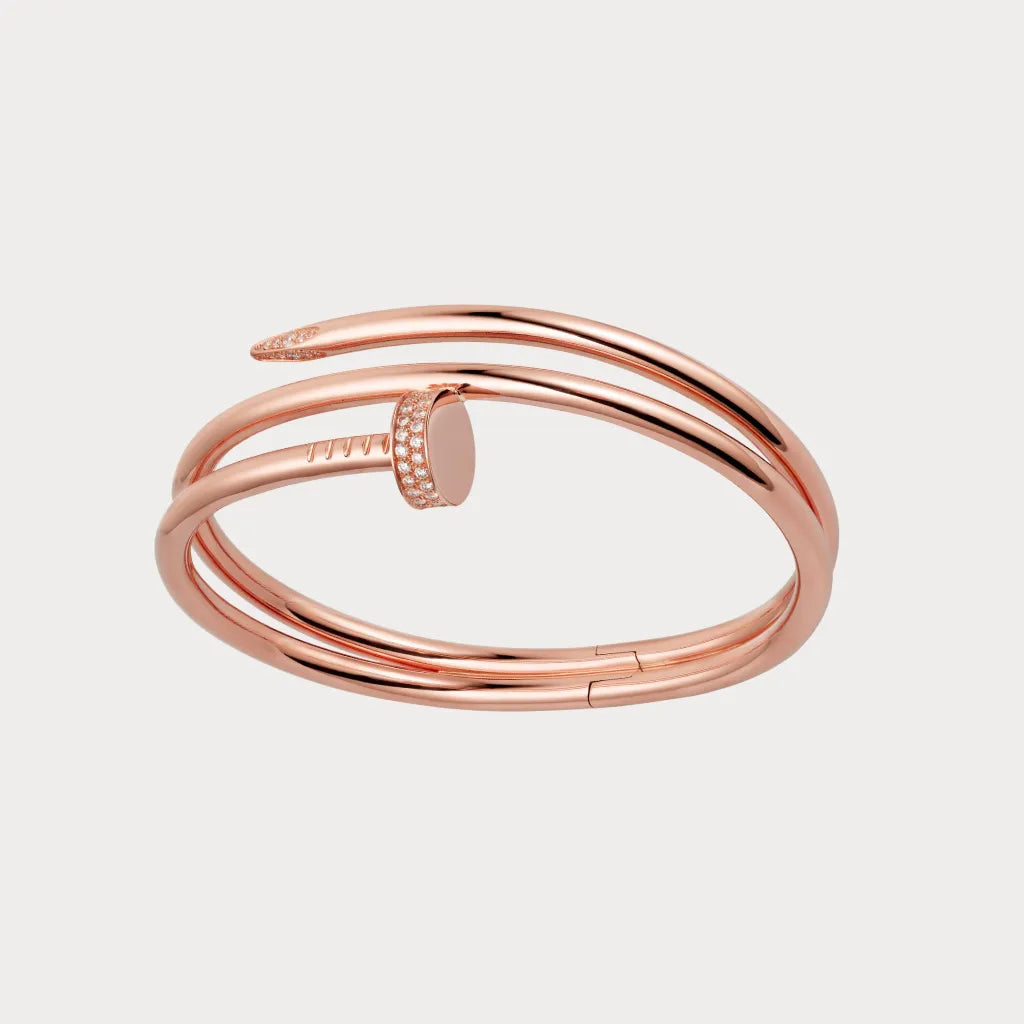 Double Loop Pave Nail Bangle Bracelet