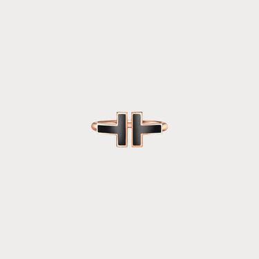 Double T Inlay Open Ring