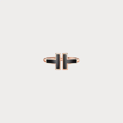Double T Inlay Open Ring