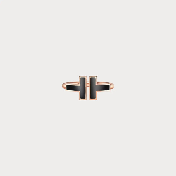 Double T Inlay Open Ring