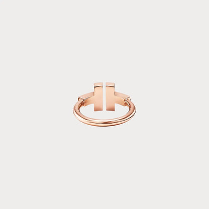 Double T Inlay Open Ring