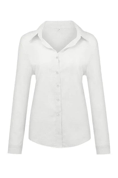 Casual Solid Button Shirt Collar Blouse