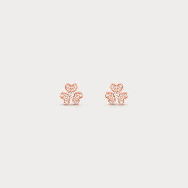Frivole Rose Floral Clover Stud Earrings