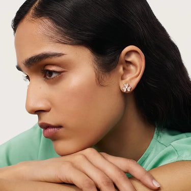 Frivole Rose Floral Clover Stud Earrings