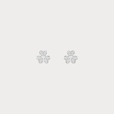 Frivole White Floral Clover Stud Earrings