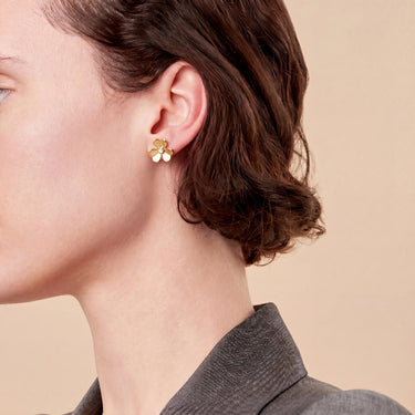 Frivole Yellow Gold Polished Flower Stud Earrings