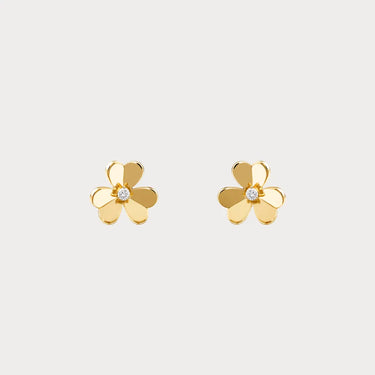 Frivole Yellow Gold Polished Flower Stud Earrings