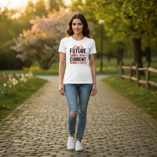 4th & Zuri - Future Ladies Man Current Mama’s Boy T-Shirt – Unisex – White