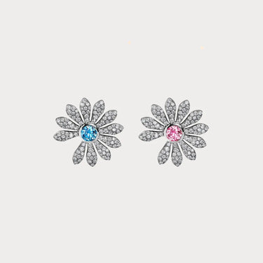 JC Blue Pink Daisy Stud Earrings