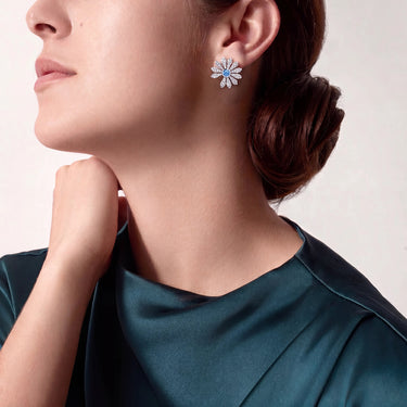JC Blue Pink Daisy Stud Earrings