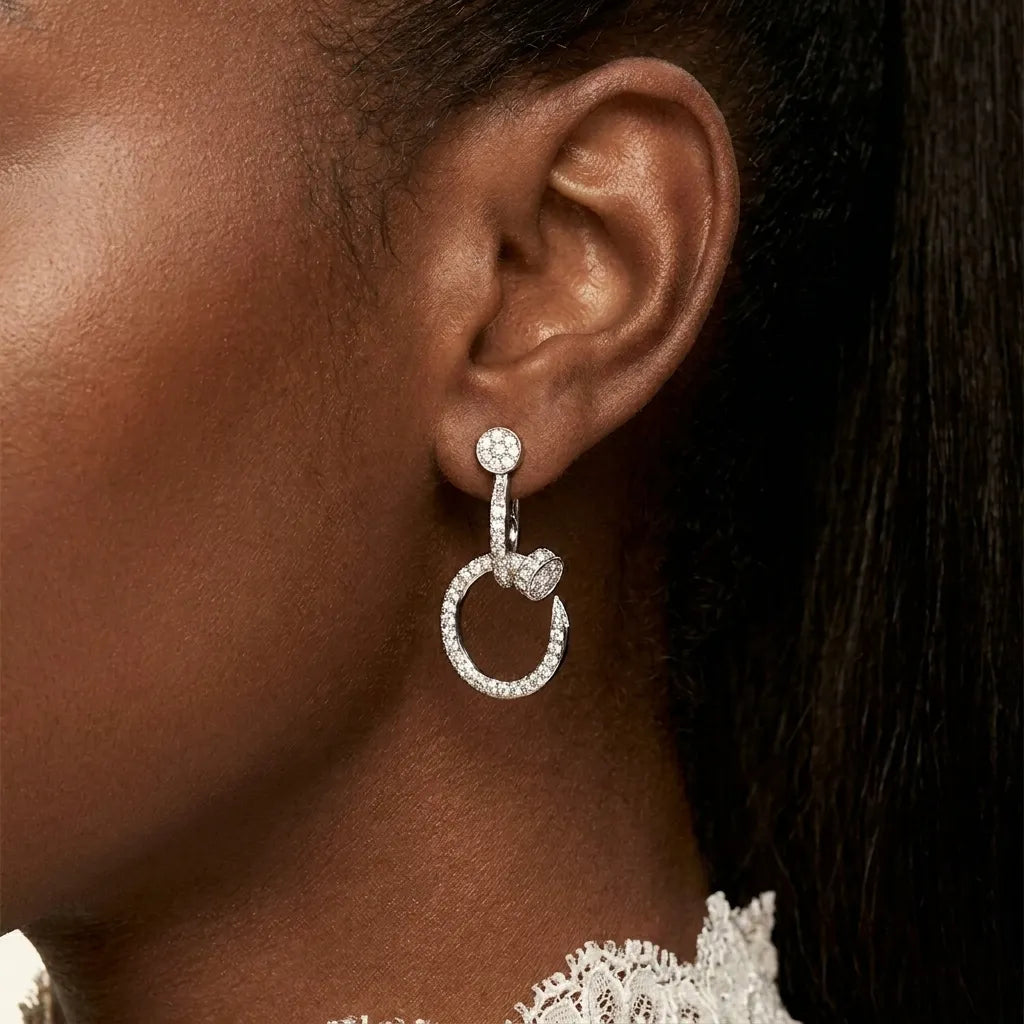 Juste un Clou Pave Circle Drop Earrings