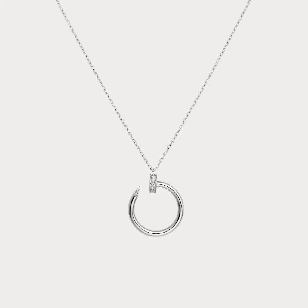 Juste Un Clou Pave Nail Hoop Necklace