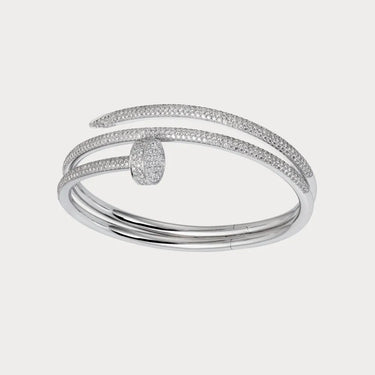 Layered Pave Nail Open Bangle Bracelet