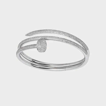 Layered Pave Nail Open Bangle Bracelet