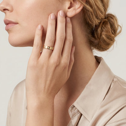 Love Bezel Stone Band Ring