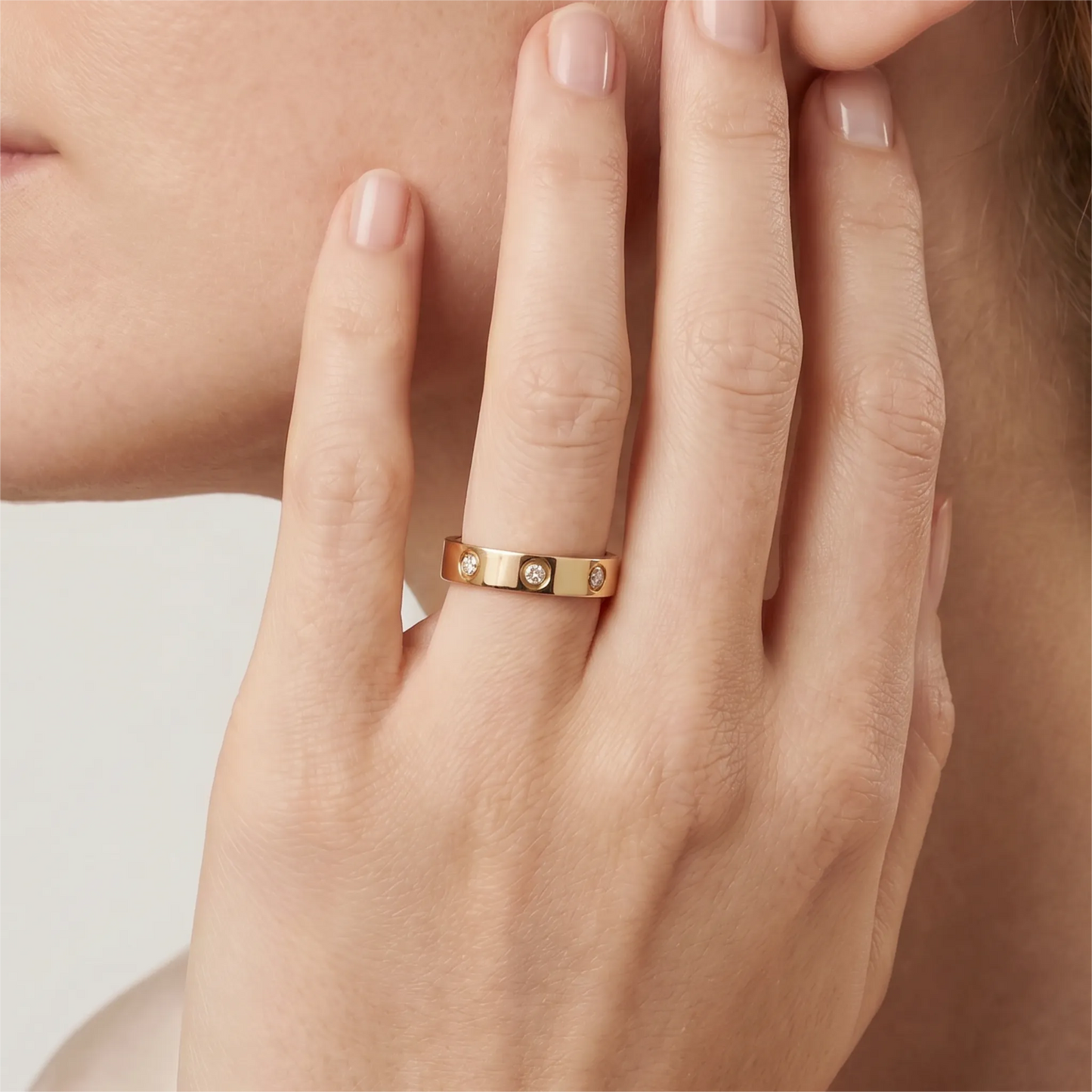 Love Bezel Stone Band Ring