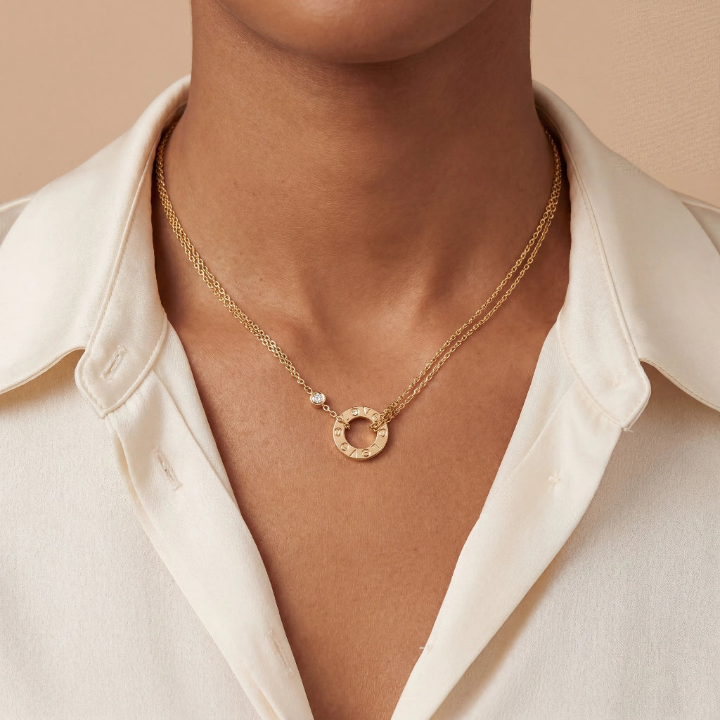 Love Circle Double Chain Necklace