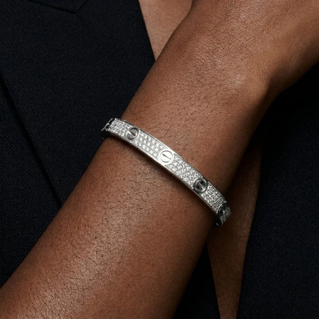 Love Crystal Detail Bangle Bracelet